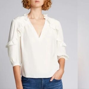 Frame Denim Cream Ruffle Blouse